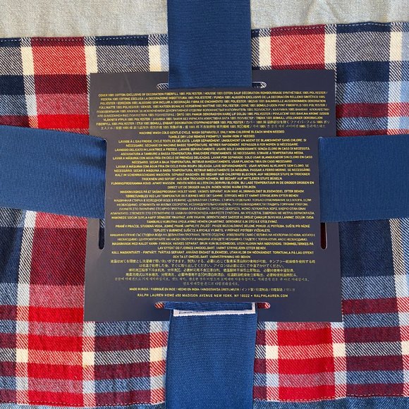 Polo Ralph Lauren Ramsey Patchwork Flag 100% Cotton Denim Blue Throw Blanket - Picture 8 of 11